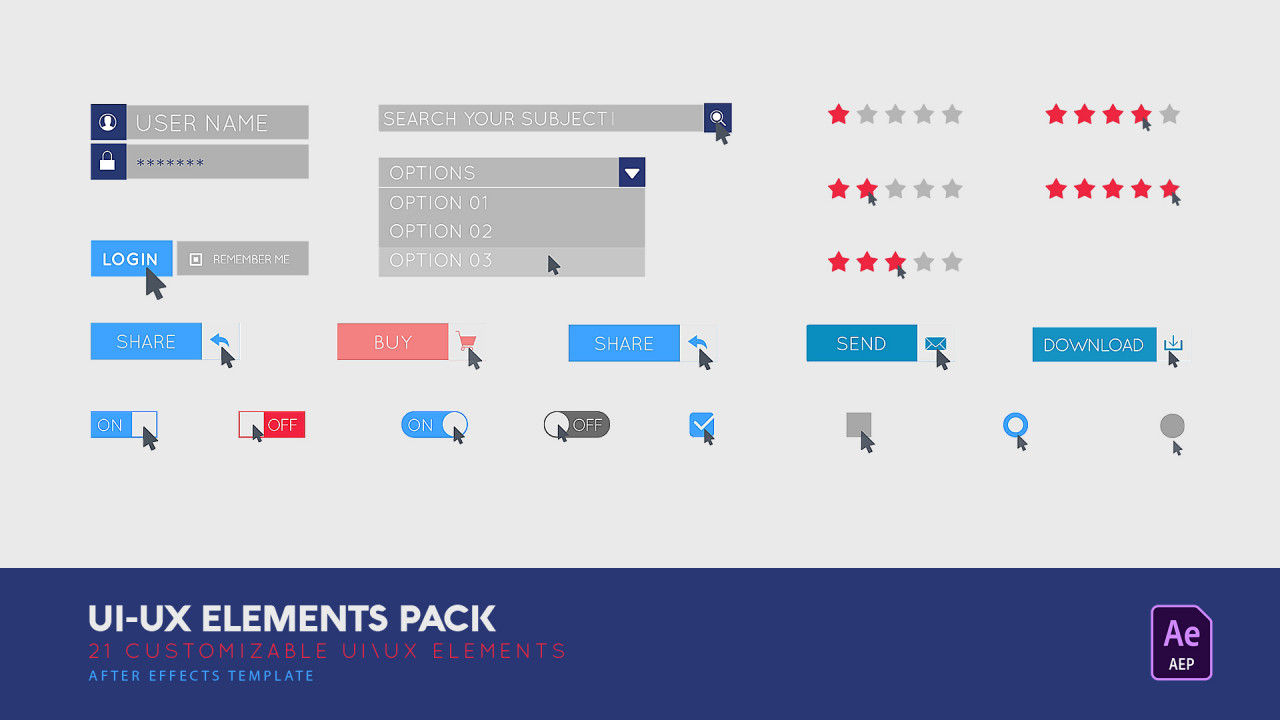 整洁动画登录窗口搜索页面素材库精选AE模板