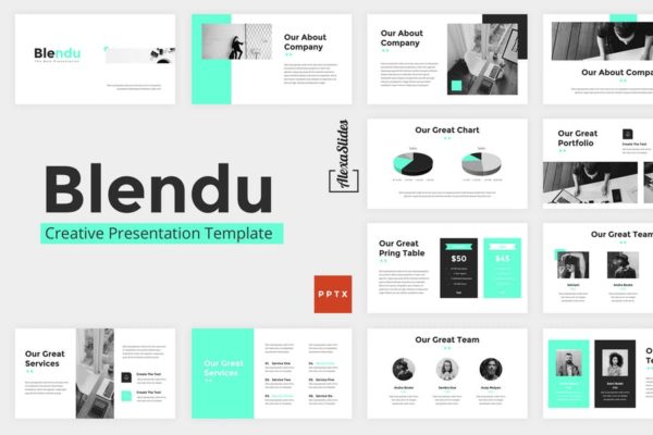 创意企业/创业团队介绍PPT幻灯片模板 Blendu – Powerpoint Presentation Template