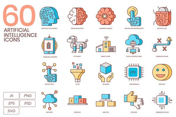 素材库下午茶：AI人工智能创意图标下载[Ai,PSD]