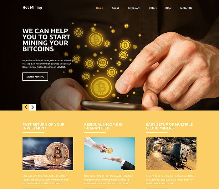 挖矿主题网站Joomla模板素材库精选 Hot Mining插图(2)