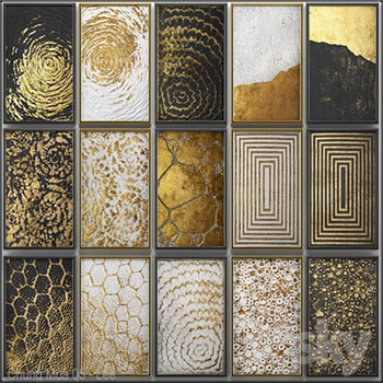 金色纹理风格装饰画素材之家精选3D模型