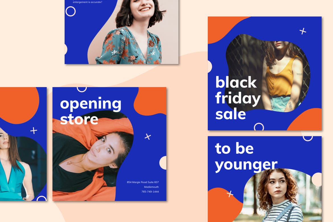 Instagram社交推广孟菲斯液体设计风格模板素材库精选 Instagram Templates Liquid Style插图(3)