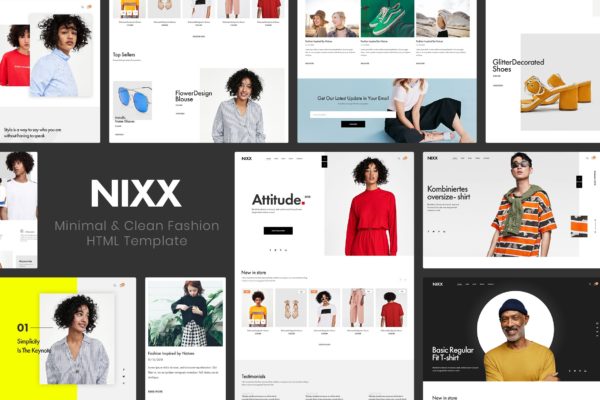 极简主义时尚主题网站HTML网上商城模板素材库精选 NIXX | Minimal &amp; Clean Fashion HTML Template