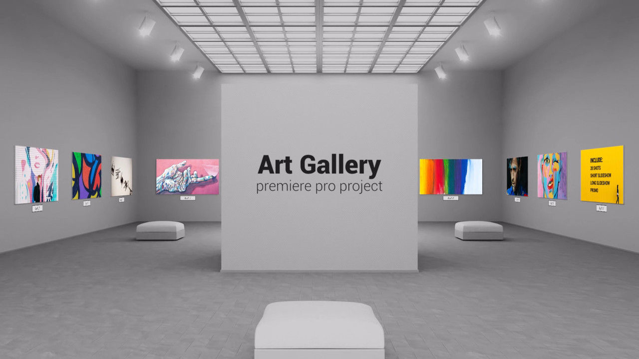 28种艺术馆3D效果展示素材库精选pr模板