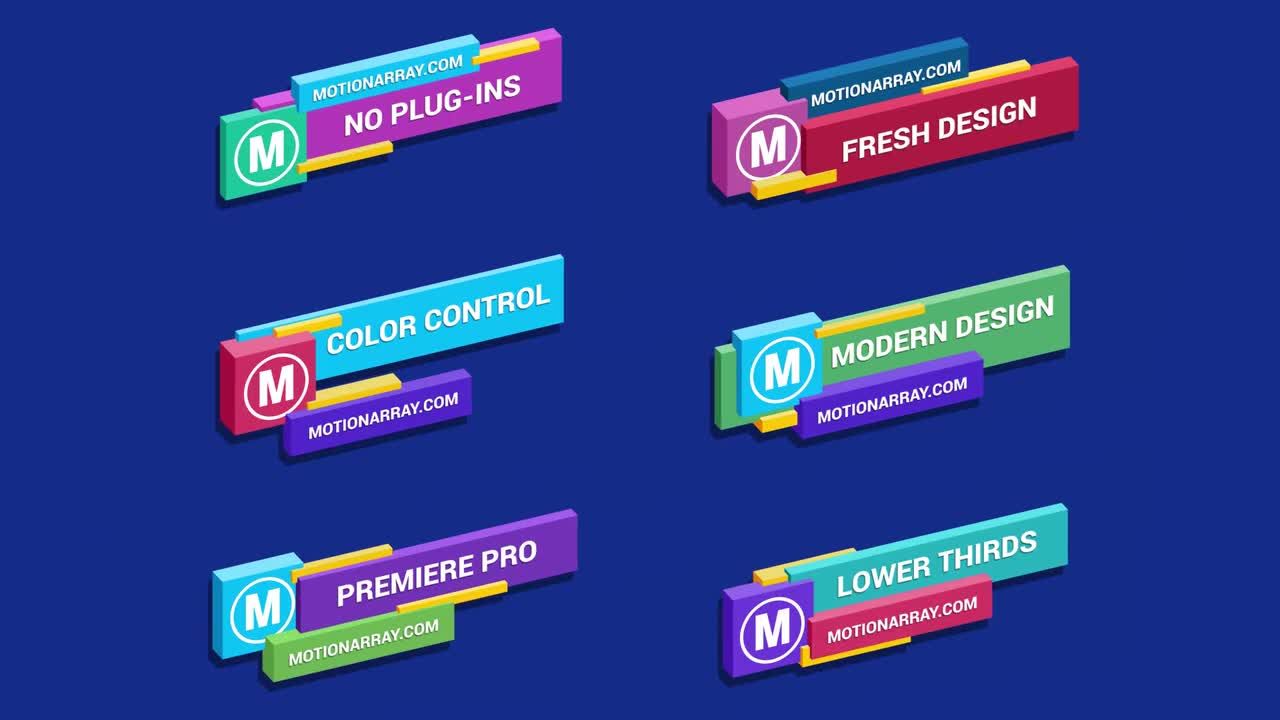 6个独特的动画精美的三分之二动态动画素材库精选PR模板