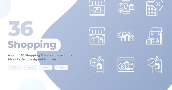 36枚购物超级市场图标素材 36 Shopping and Marketplace Icons