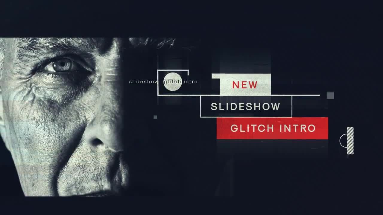 数字幻灯片故障和扭曲效果素材库精选AE模板