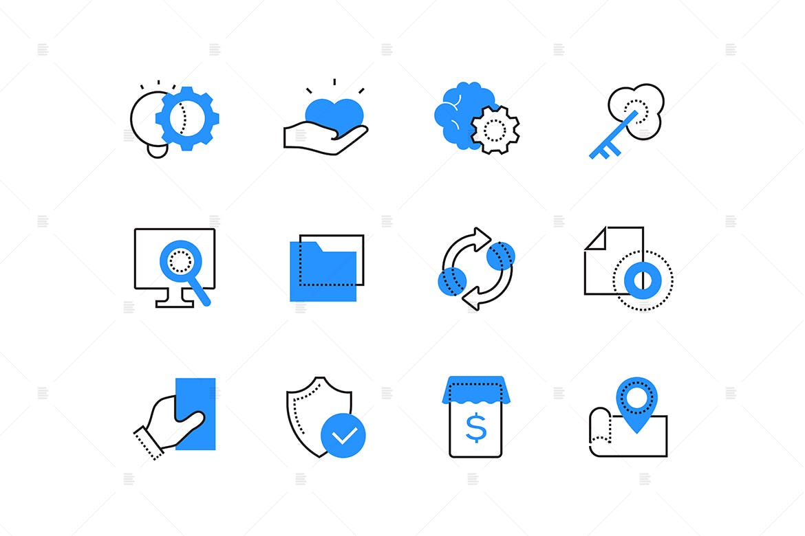 现代在线技术主题双色调矢量图标 Modern online technology color icons set插图(1)