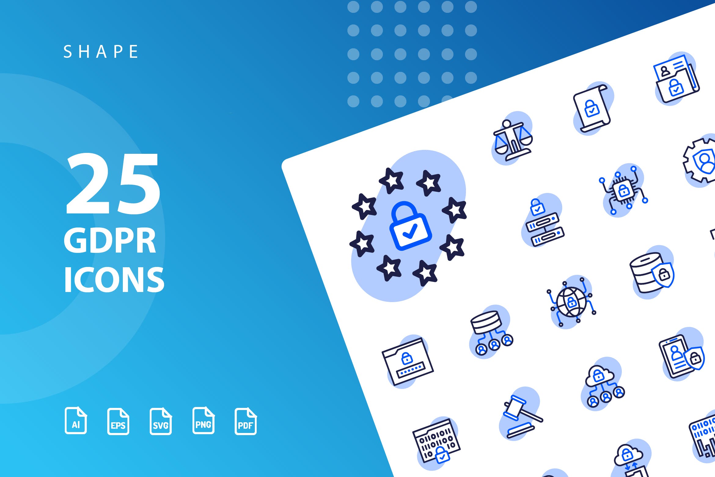 25枚GDPR通用数据保护条例主题阴影素材库精选图标 GDPR Shape插图