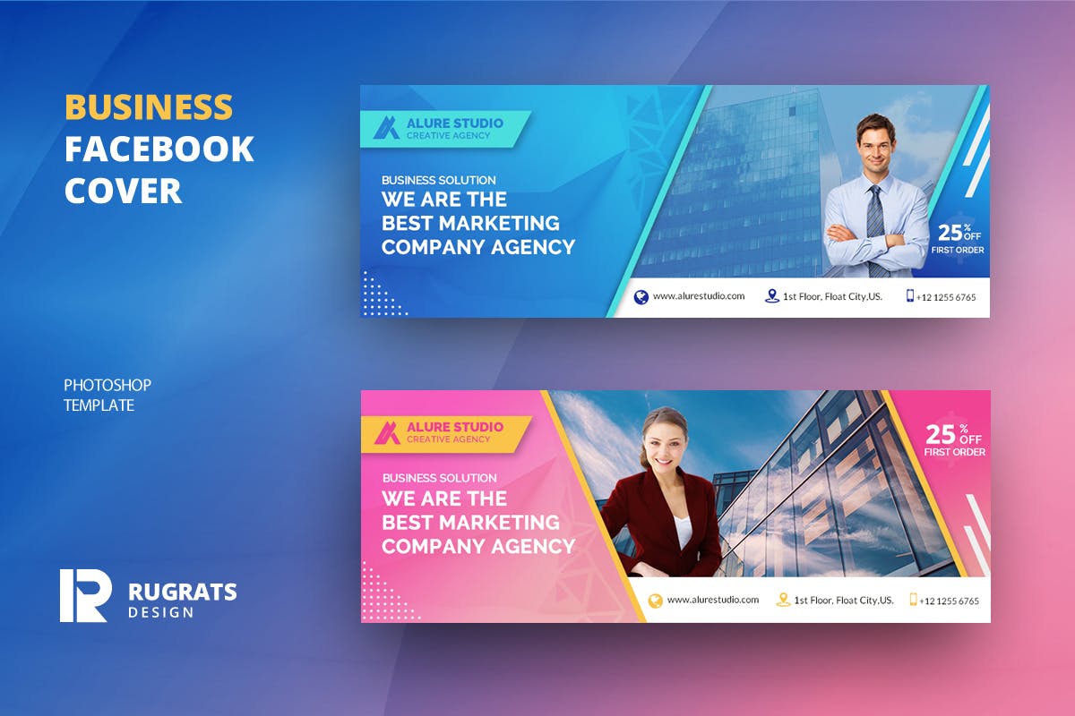 企业品牌宣传/促销活动Facebook社交封面设计模板素材库精选 Business R1 Facebook Cover Template插图
