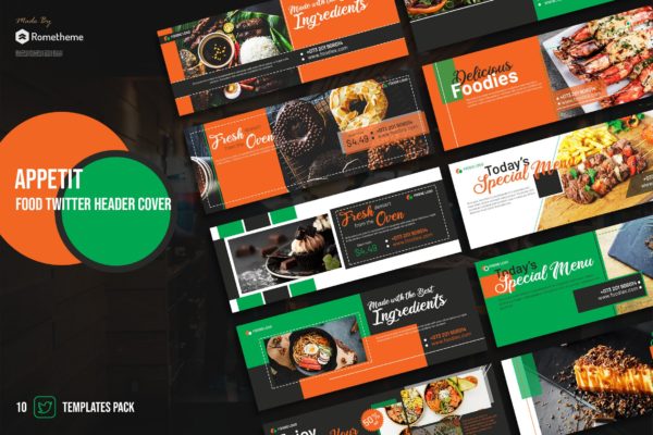 美食品牌Twitter社交平台推广封面设计模板素材库精选 Appetit – Food Twitter Header Cover