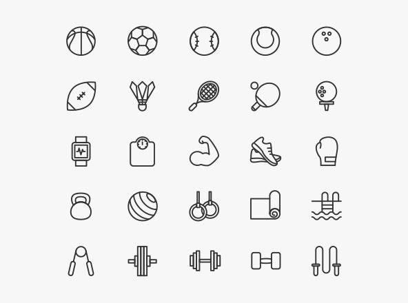 运动健身系列线性图标设计素材 Sport &amp; Fitness Line Icons