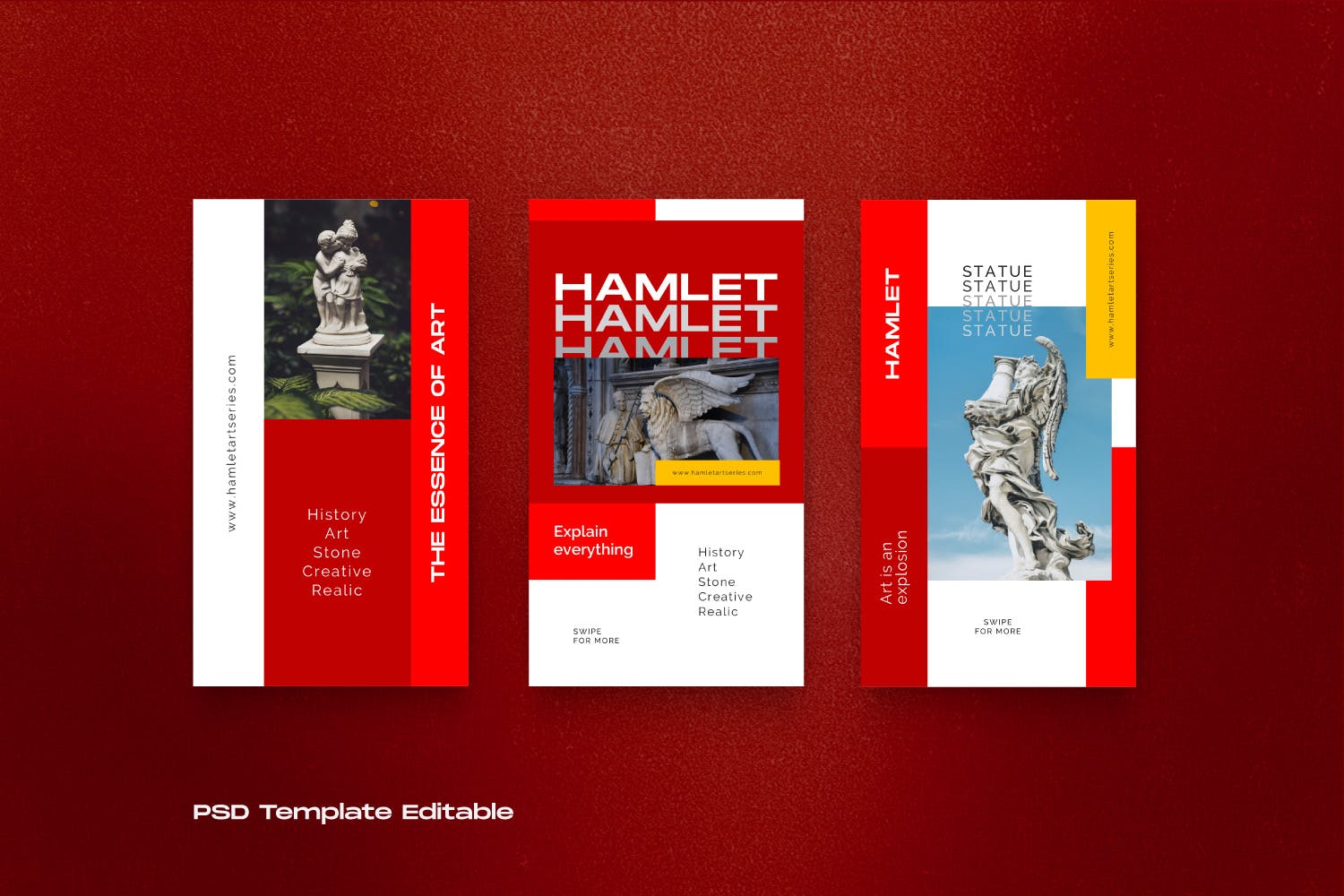 红色设计风格Instagram贴图&品牌故事设计素材包v2 HAMLET PACK 2 – Instagram Template + Stories插图(7)