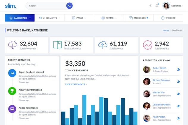 现代简约管理员&仪表盘Bootstrap模板素材库精选 Slim Clean & Modern Bootstrap 4 Admin & Dashboard插图(3)