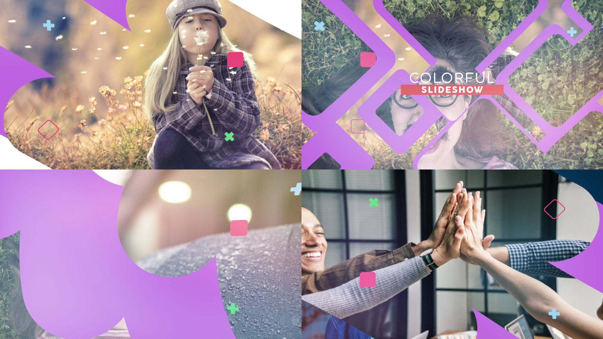 明亮时尚创意的彩色幻灯片素材库精选AE模板