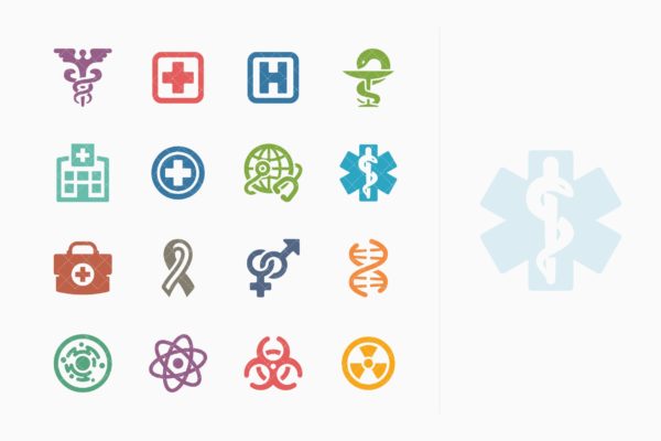 Colored系列-医疗保健主题矢量素材库精选图标集v1 Medical &amp; Health Care Icons Set 1 – Colored Series