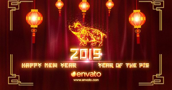 2019年猪年中国新年刺绣金猪特效视频片头素材库精选AE模板 Chinese New Year 2019