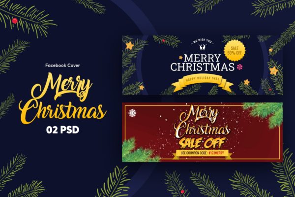 圣诞节主题Facebook主页封面设计模板 Merry Christmas Facebook Cover