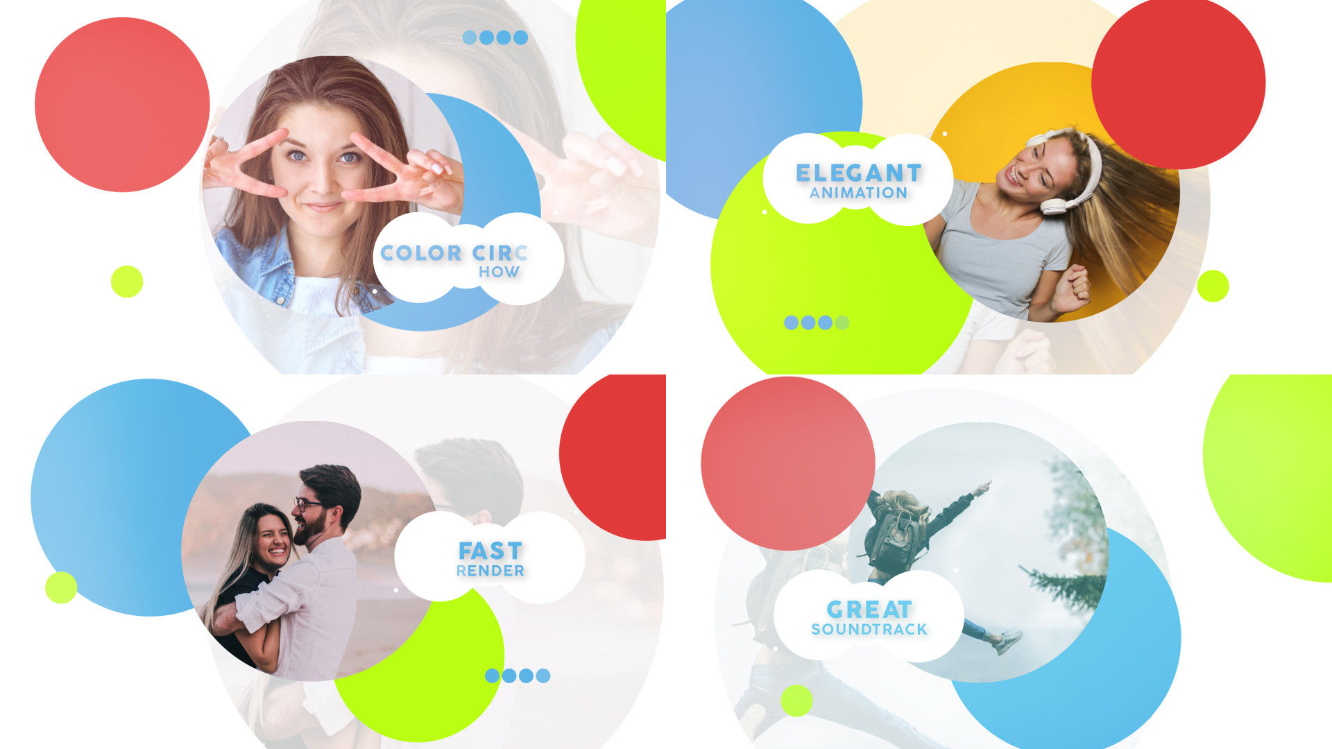 明亮有趣活力的彩色圆圈幻灯片素材库精选AE模板
