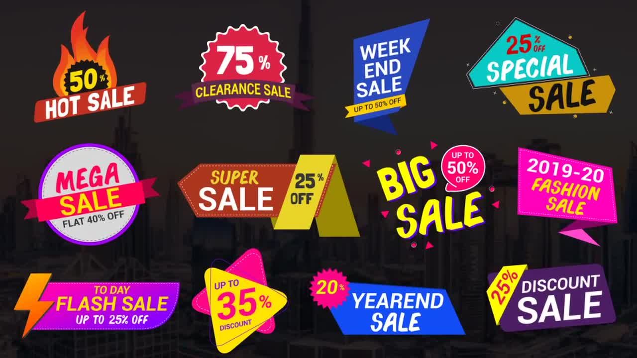 销售全屏标题和徽章动画素材库精选AE模板