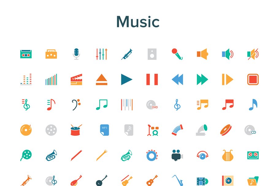 2400+彩色矢量图标 2400+ Colored Vector Icons Bundle插图(3)