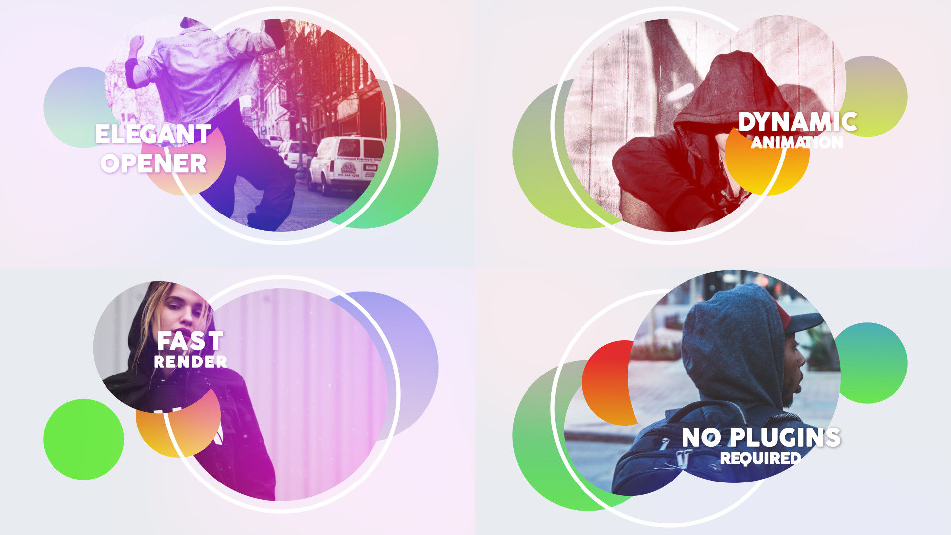快速而充满活彩色圆圈照片酷炫开场素材库精选AE模板