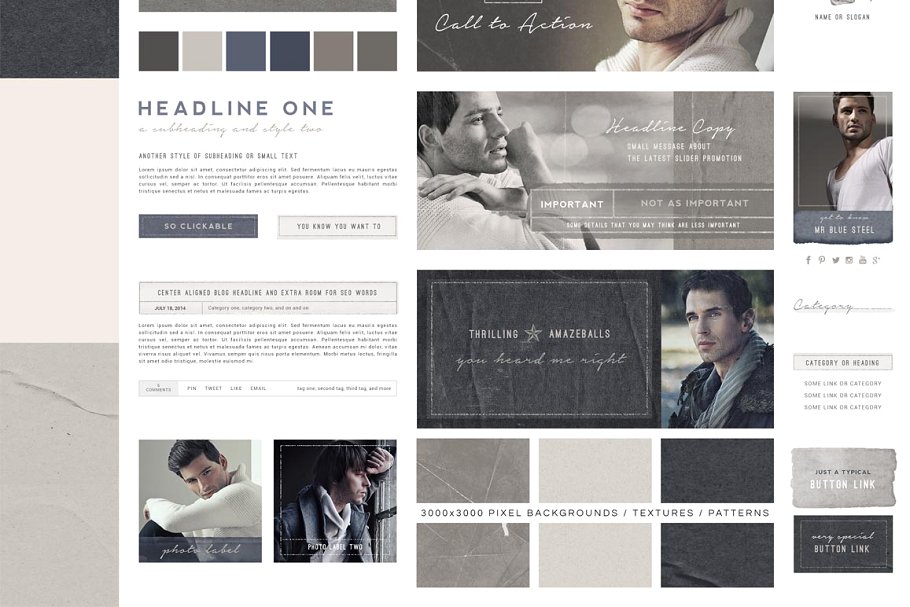 企业官网设计PSD模板素材库精选 StyleBox Blog Graphics/Website Kit 2插图(2)