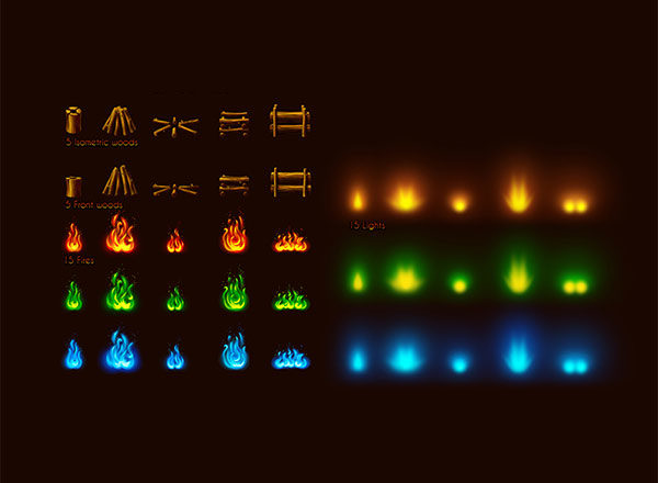 露营火堆图标套装 Camp Fire Maker