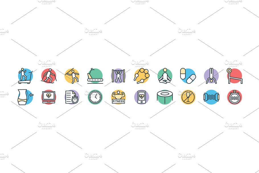 100+瘦身健身体育运动矢量图标 100+ Fitness Vector Icons插图(2)