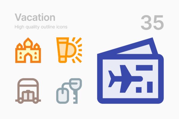 35枚假期主题轮廓线矢量素材库精选图标 Vacation