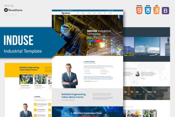 工业服务主题网站HTML模板素材库精选 INDUSE – Industrial Services HTML Template