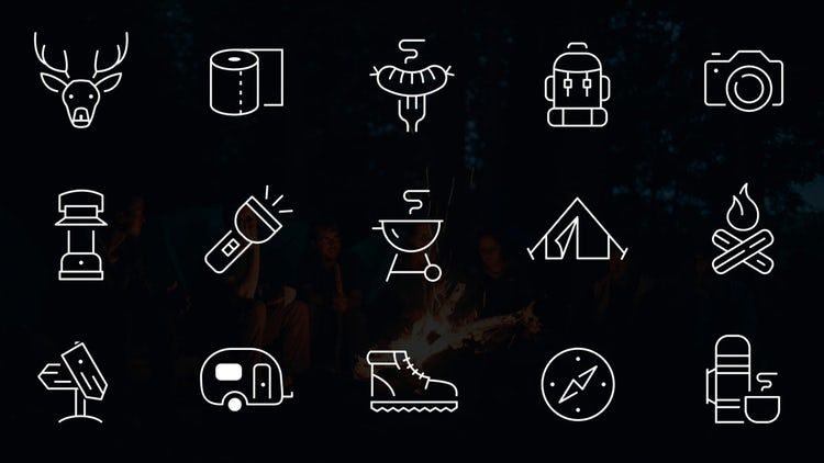 露营图标动画ae模板