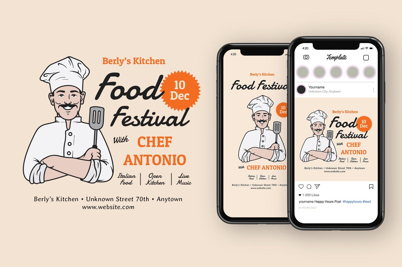 美食节Instagram社交推广设计素材 Food Festival Instagram Post插图