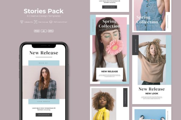 时尚品牌故事形象社交营销推广设计模板素材库精选v14 AFR – Stories Pack.v14