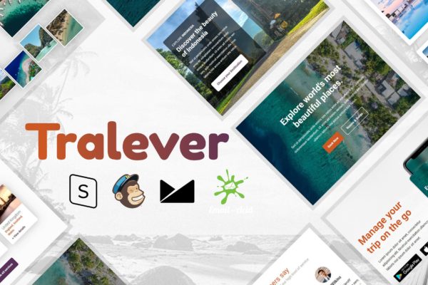 旅游预订服务邮件营销推广响应式EDM模板 Tralever – Book &amp; Travel Responsive Email