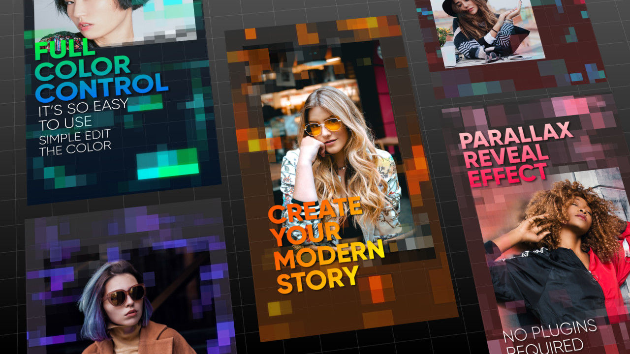 垂直水平动画开场视频素材库精选AE模板