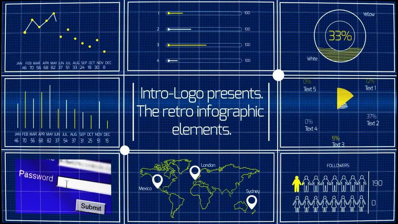 8个复古信息图表元素素材库精选AE模板