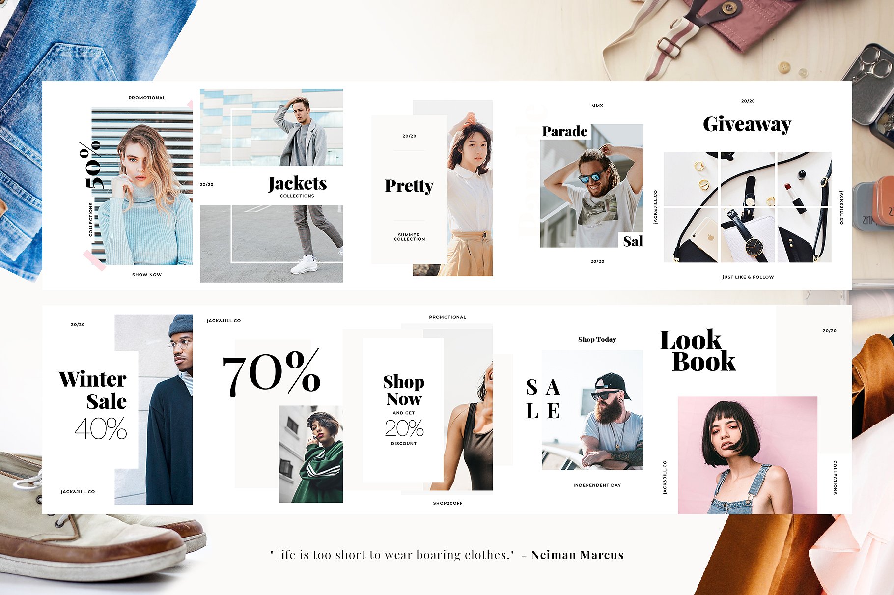 时尚简约的Instagram社交媒体模板素材库精选下载 Jacknjill – Instagram Pack [psd]插图(3)