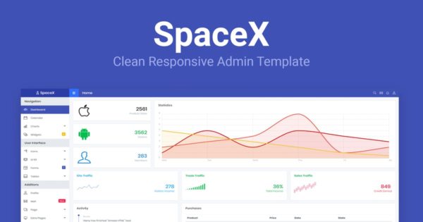 网站管理后台Bootstrap框架模板素材库精选下载 SpaceX – Bootstrap Admin Template
