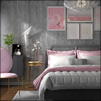 现代风格卧室双人床和椅子素材之家精选3D模型