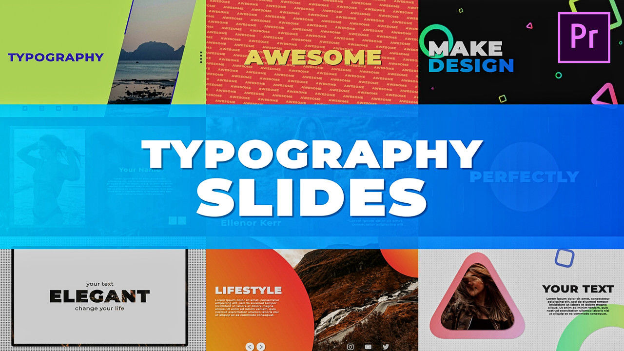 优雅的社交网络的排版幻灯片动画素材库精选PR模板