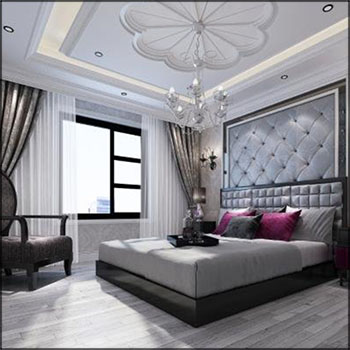 欧式双人床沙发椅组合卧室室内场景素材之家精选3D模型