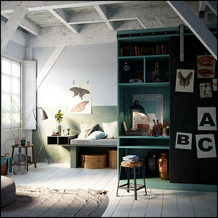 Scandinavian风格卧室场景素材之家精选3D模型