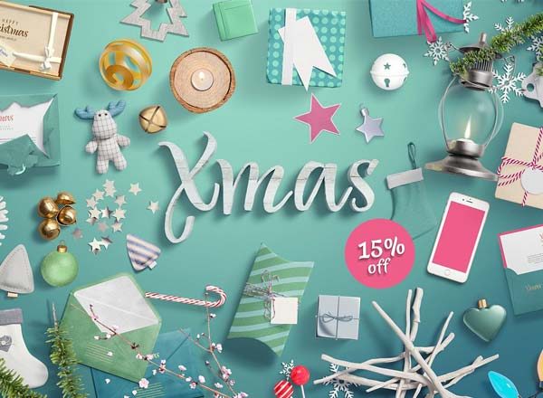 素材库下午茶：漂亮秀气的圣诞节广告设计素材包下载[PSD,2.59GB]