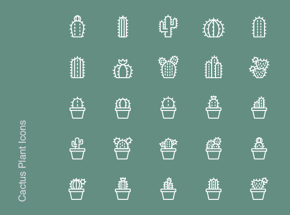 仙人掌植物矢量图标下载 Cactus Plant Icons