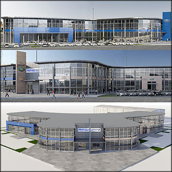 汽车销售展厅汽车城室外场景素材之家精选3D模型