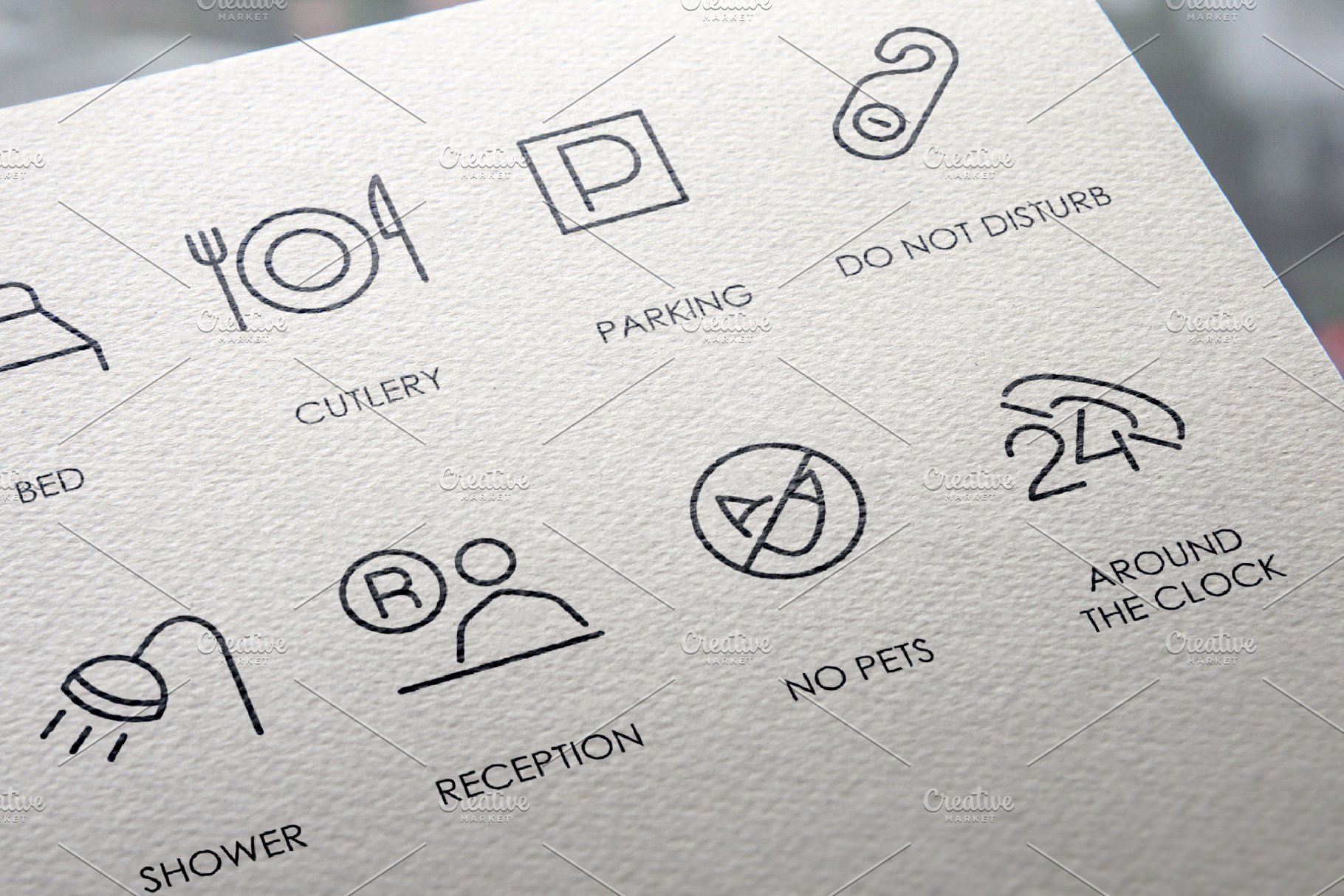 酒店旅馆主题线条图标 Hotel thinline icons插图(4)