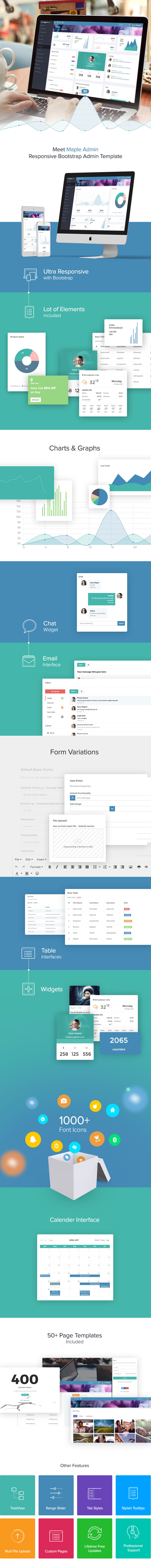 开放源码 WebApp 管理仪表板/管理面板HTML模板素材库精选 Maple Admin Template – Bootstrap Admin Template插图