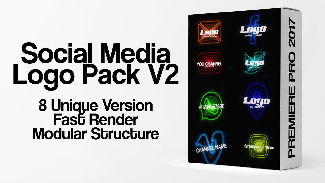 8个发光的商业幻灯片动态动画徽标素材库推荐PR模板