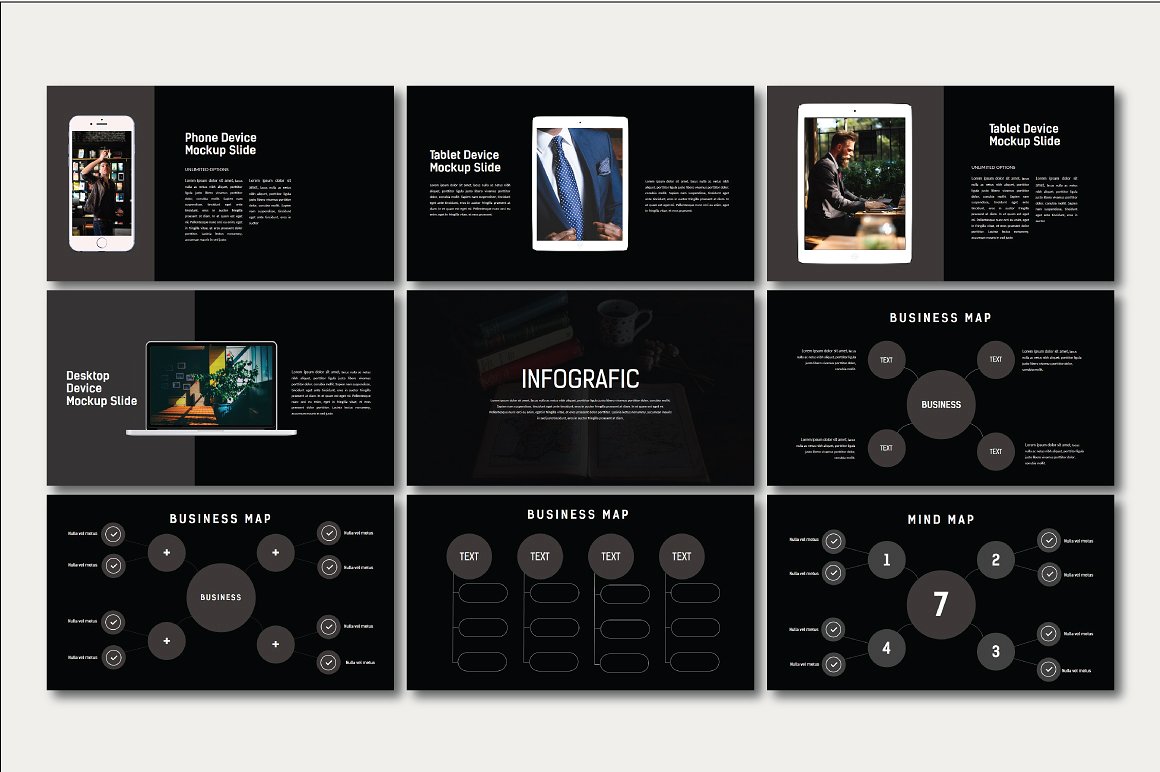 素材库下午茶：时尚高端商务质感提案powerpoint幻灯片演示模版插图(5)